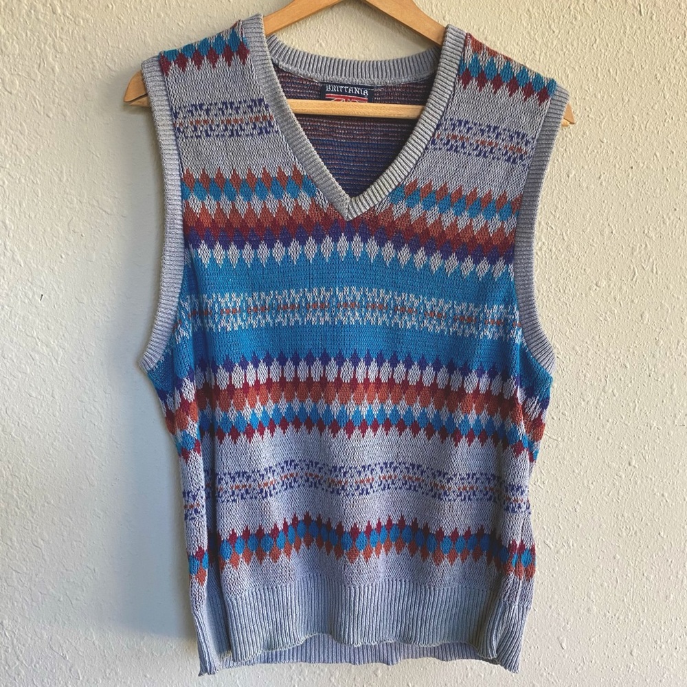 Vintage 90s Brittania Colorful Sweater Vest